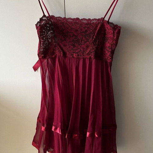 NBB see-through nightdress red-bordeaux new M/L