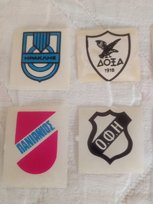 Team stickers used, set of 6, thin cigarette paper