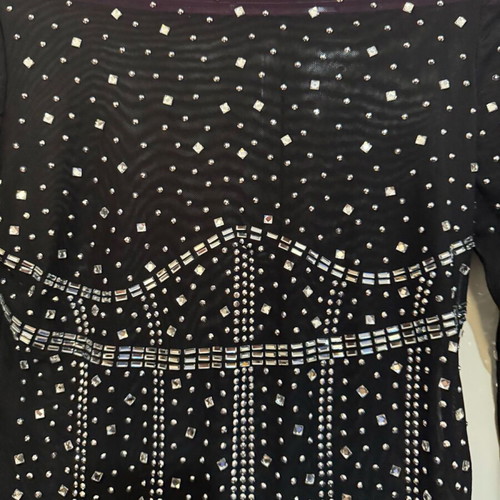 Transparent bodysuit like new with silver studs black