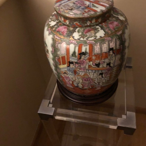 Chinese vase used on plexiglass base