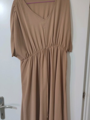 Loose long dress like new, beige and brown, size XXL