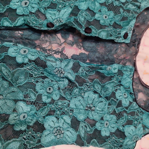 Women's Lace Vest emerald green floral pattern size M like new