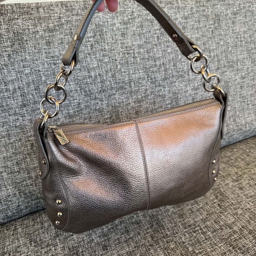 Furla leather shoulder bag like new, gold and silver