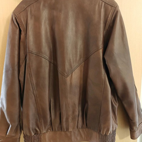 Men's brown leather jacket like new with zipper XL