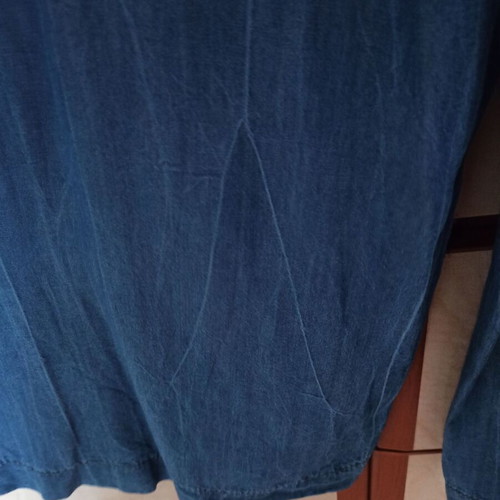 Women's blue denim jumpsuit, ankle length, loose fit