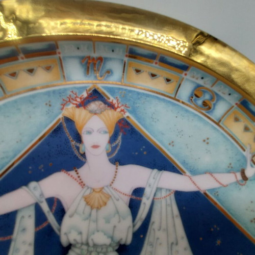 Art Deco ιταλικά πιάτα Ζώδια με 22Ct χρυσό, σαν καινούργια