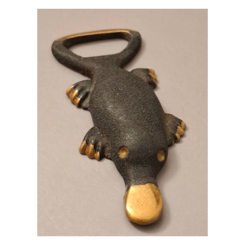 Vintage Brass Platypus Bottle Opener used, 9.5cm collectible barware