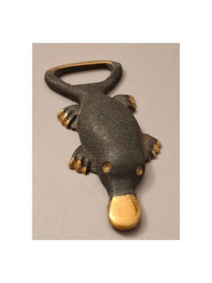 Vintage Brass Platypus Bottle Opener used, 9.5cm collectible barware