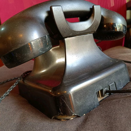 Siemens vintage bakelite telephone device used, authentic