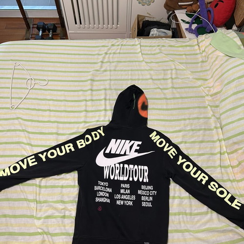 Nike World Tour Graffiti hoodie, size XS, black and white