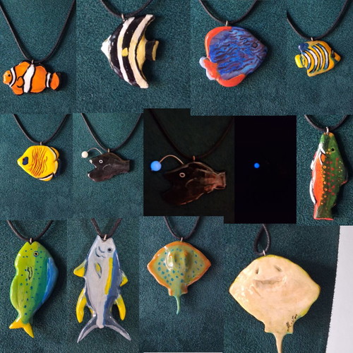 Fish necklace new, handmade colorful summer jewelry