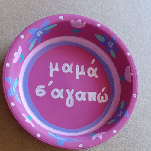 Trinket Dish Handmade, New, Floral "Mama I Love You"