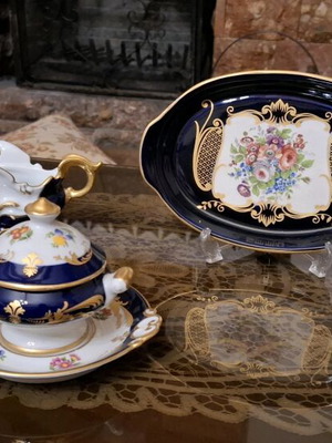 Limoges set of 3 Style Limoges and Cobalt series like new
