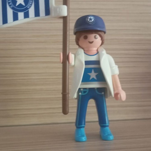 Playmobil Atromitos football fan figure with flag and cap