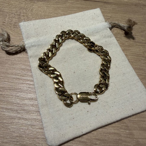 Elegatto Men’s Gold-Tone Chunky Cuban Link Bracelet New