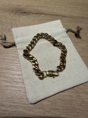 Elegatto Men’s Gold-Tone Chunky Cuban Link Bracelet New