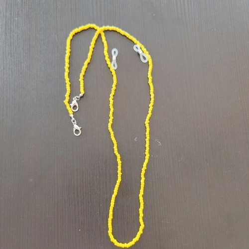 Glasses and mask chain with yellow beads and silver clips new