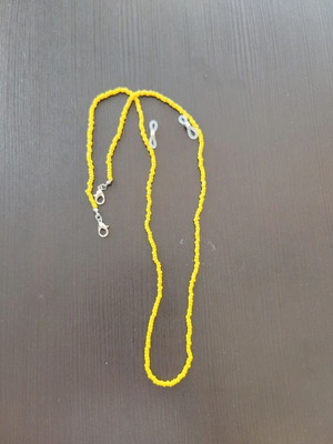 Glasses and mask chain with yellow beads and silver clips new