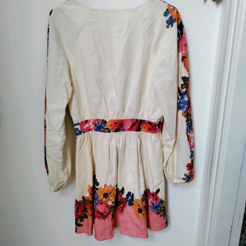 Sézane mini dress like new, linen, beige and pink, size S