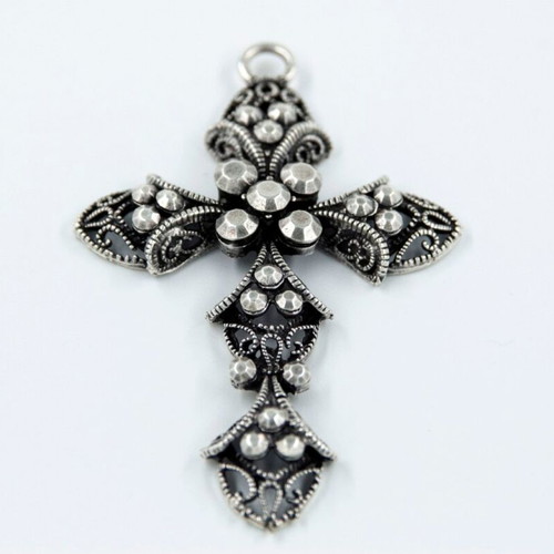 Zamak silver-plated necklace cross new, silver color