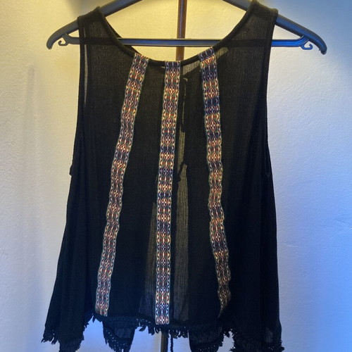 A.L.E. sleeveless black blouse with back ties