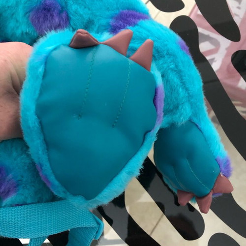 Sulley Monsters Inc big soft furry backpack, new, blue-purple