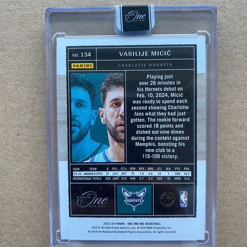 Vasilije Micic Rookie αριθμημένη κάρτα 2024 Panini One and One καινούργιο