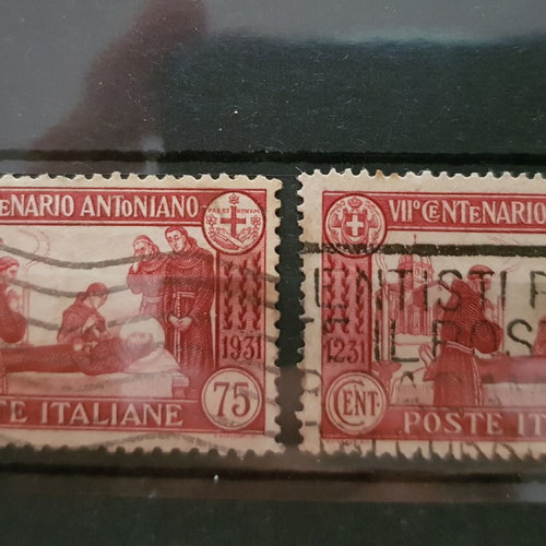 Italian Antoniano Stamps St. Anthony 75c used with 2 types of perforations