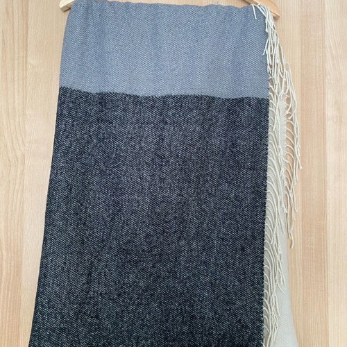 Scarf like new with gray and beige color combination and fringes