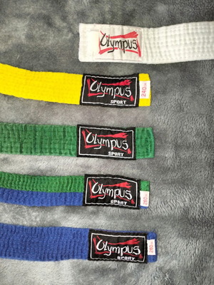 Taekwondo belts used, pack of 5 pieces