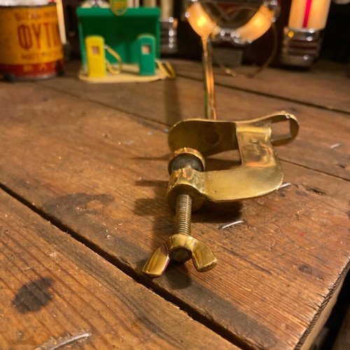 Bronze base with clamp used, height 45 cm