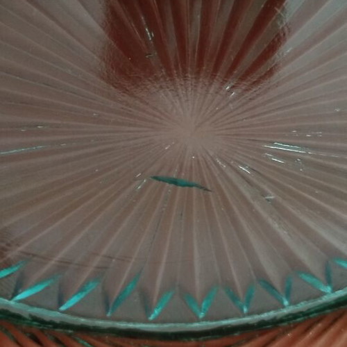 Vintage Green Depression Glass Art Deco Platter like new