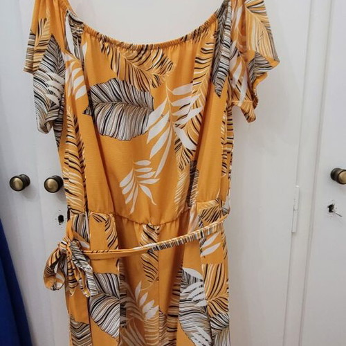 Selected orange one-piece romper with belt, size 46