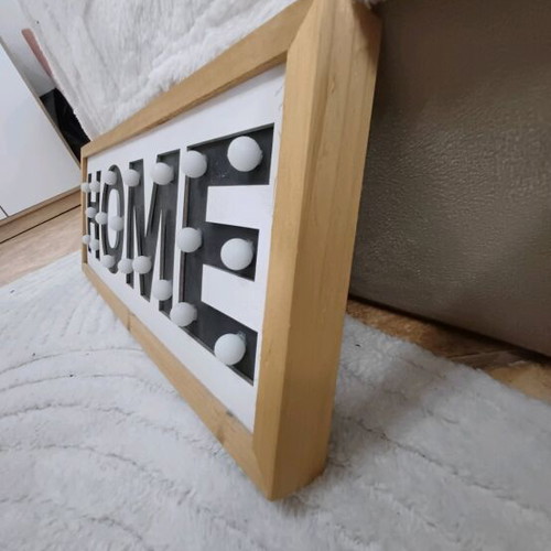 Wooden Home decorative sign with LED lights like new