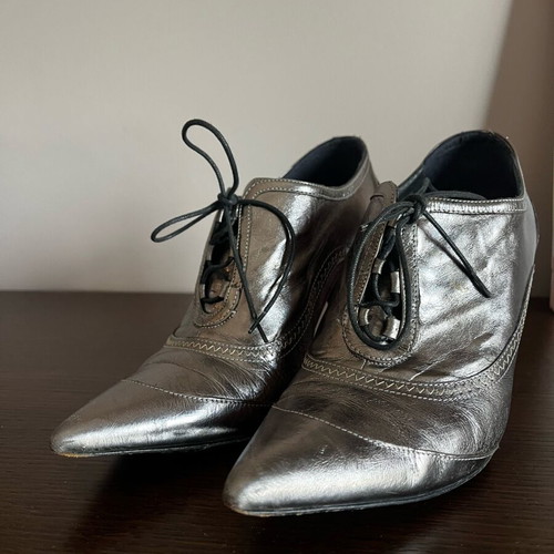 CafeNoir low pointed ankle boots silver size 38 like new