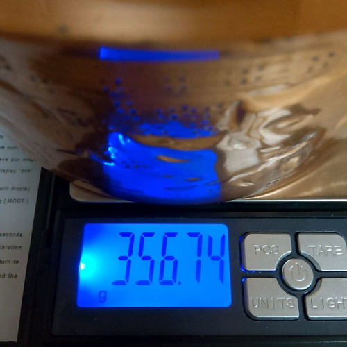 Copper decorative vessel with lid like new, embossed design