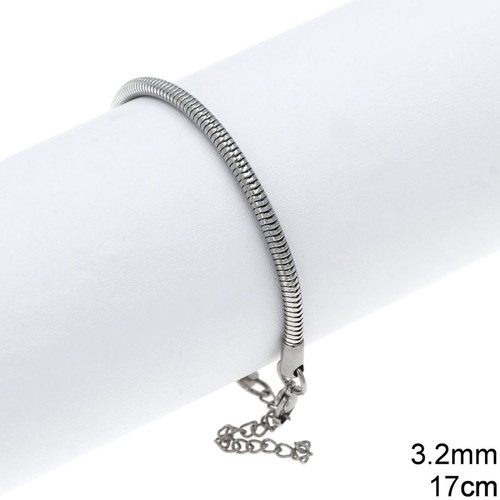 Stainless Steel Snake Round Bracelet 3.2mm 17cm New