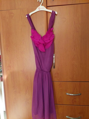 Purple midi dress new, airy with open back