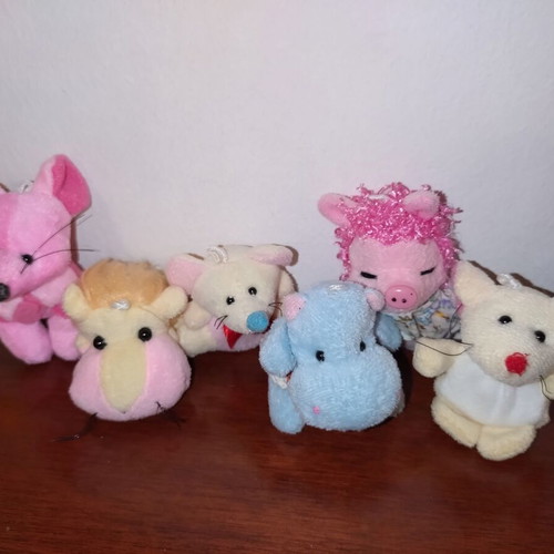 Small plush animals pack of 6 used, keychain size