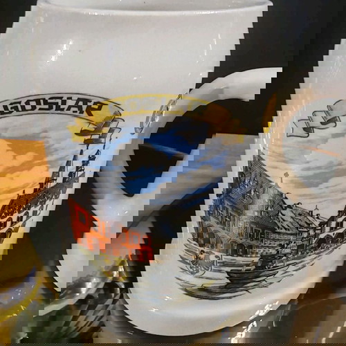 Винтидж керамична халба за бира Goslar 0.5L нова с подарък малка халба