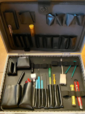 Case with used electrical and electronic items