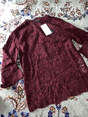Zara women's blouse new, cotton blend, red, sizes XS/S