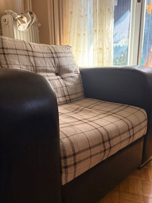 Armchair with leather upholstery and comfortable seat