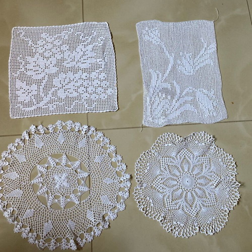 Handmade knitted cotton thread doilies like new
