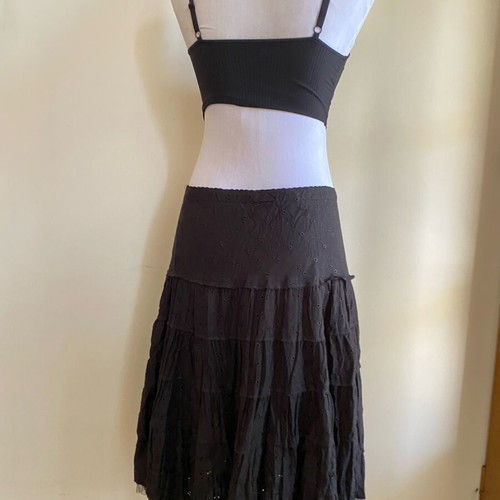 Midi skirt with pleats and tulle like new, black, size S/M
