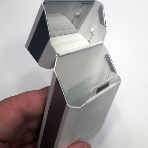 Plastic cigarette pack case used, white and silver