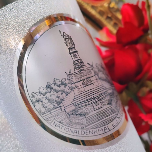 Niederwalddenkmal vintage German ice glass with gold rim