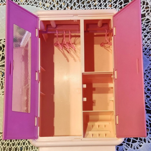 Vintage Barbie Dream Furniture Collection 1978 wardrobe used with four hangers