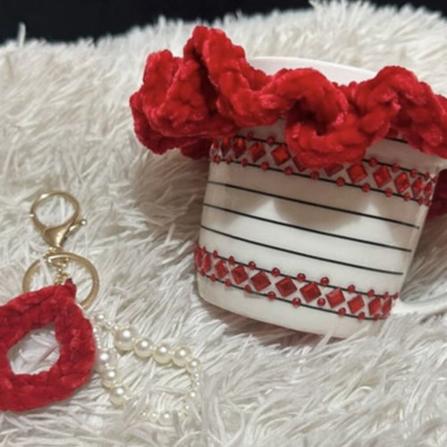 Gift set with mug, keychain, and scrunchies new