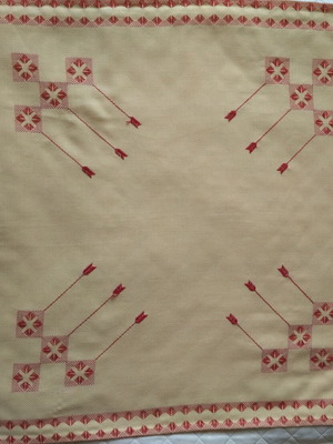 Ръчно бродирана покривка нова, 75x75 см, панама